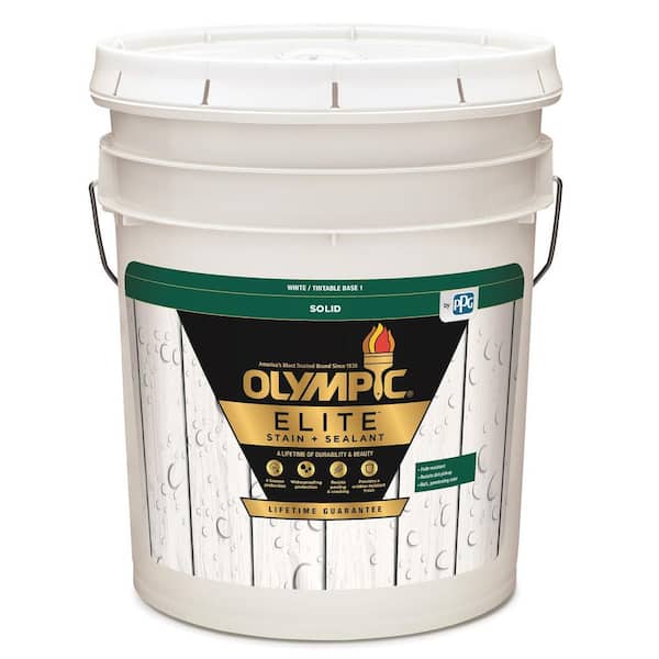 Olympic Elite 5 gal. Base 1 Solid Advanced Exterior Stain and Sealant in One 8030105 The Home