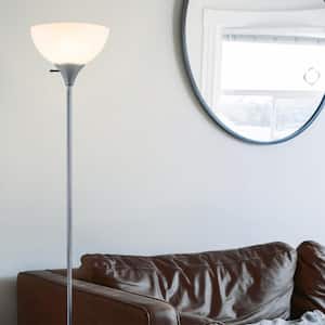 5 ft. Henry Floor Torch Lamp, LED Standing Lights for Living Room, Silver, 8-Watt LED Bulb Included