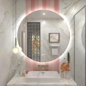 24 in. W x 24 in. H Round Frameless Super Bright LED Backlited Anti-Fog Wall Bathroom Vanity Mirror