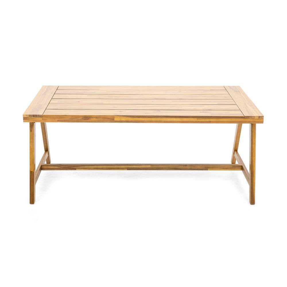 Brown Acacia Wood Rectangular Outdoor Dining Table