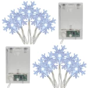 Snowflake Lighted White Glass Tree Table Accent Set