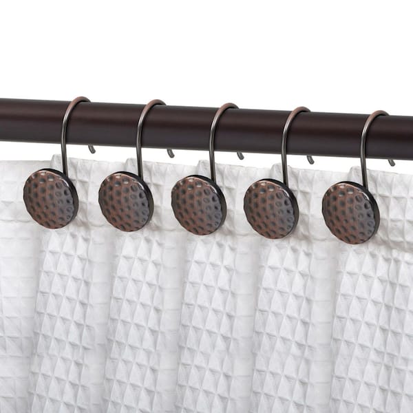 Rust Resistant Metal Shower Curtain Rings/Hooks for Bathroom, Curtains, Kitchens and Towels Set of 12, Oil Rubbed Bronze