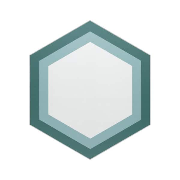 sunwings Green Hexagon 8 in. x 9 in. Vinyl Peel and Stick Backsplash Stone Composite Floor and Wall Tile (0.36 sq. ft.)