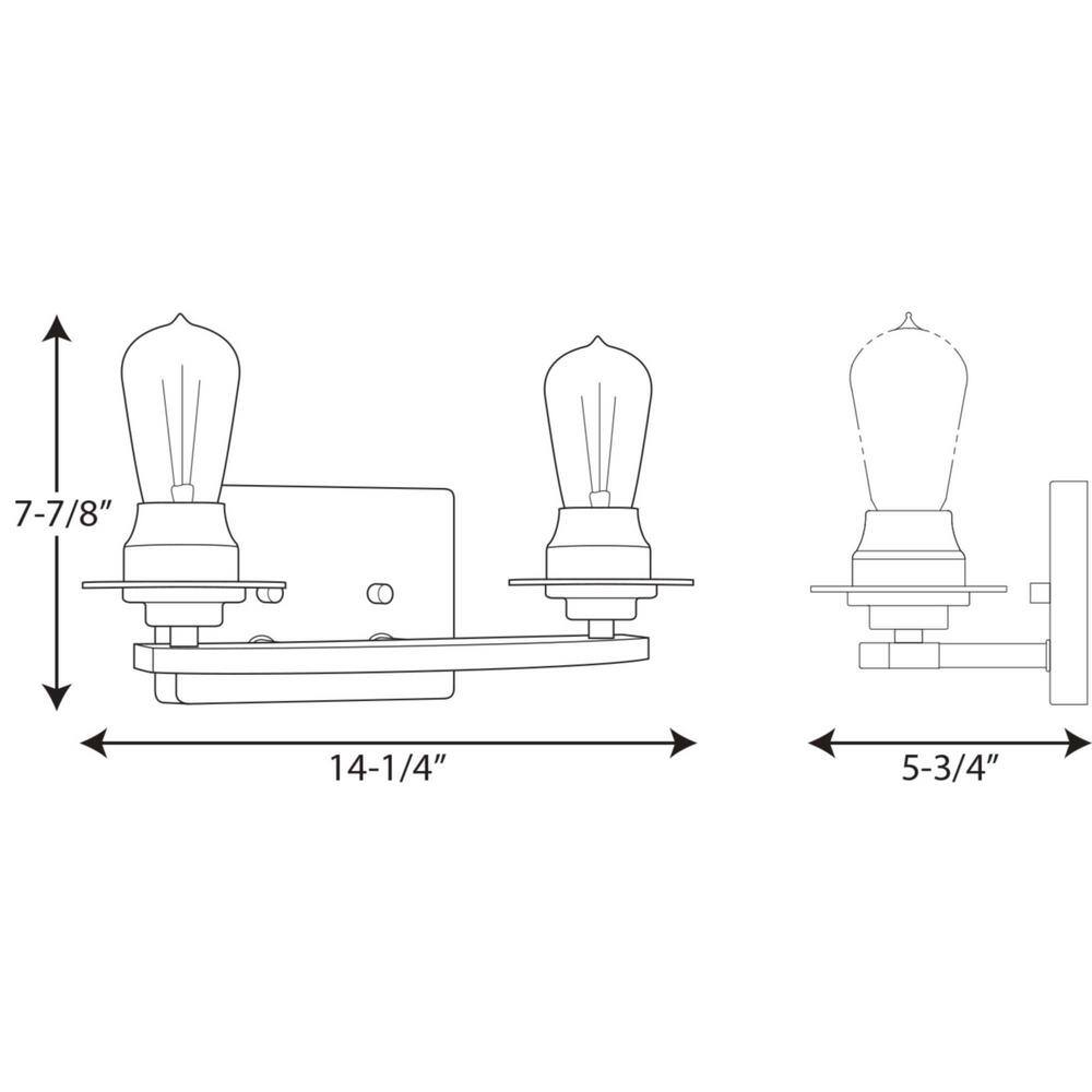 Brushed Nickel 2-Light Bath Vanity Fixture with Clear Glass Shades
