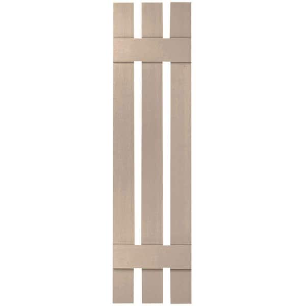 Ekena Millwork 12 in. x 37 in. Lifetime Vinyl TailorMade Three Board Spaced Board and Batten Shutters Pair Wicker