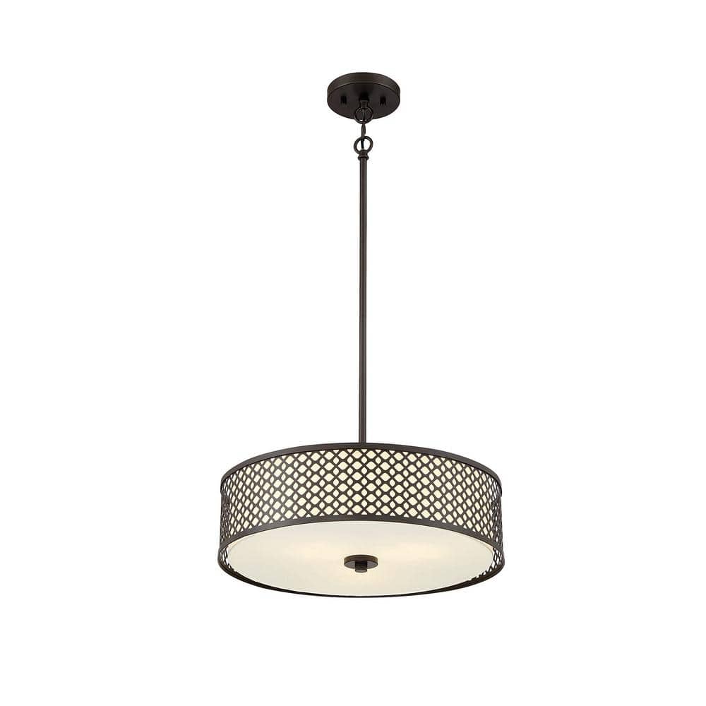 Brushed Nickel 18" Drum Pendant Light with LED Compatibility