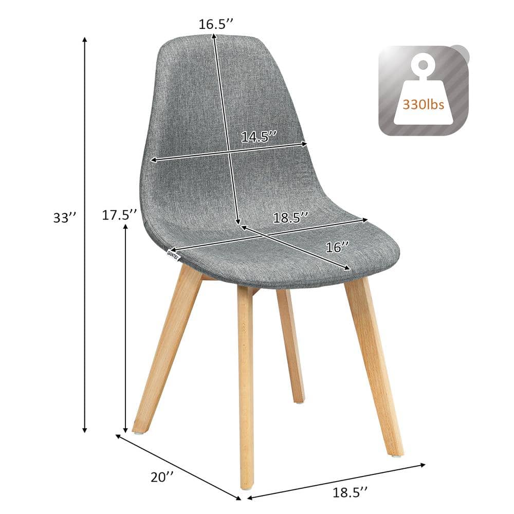 Elegant Gray Linen Upholstered High Back Wood Side Chair Set of 4