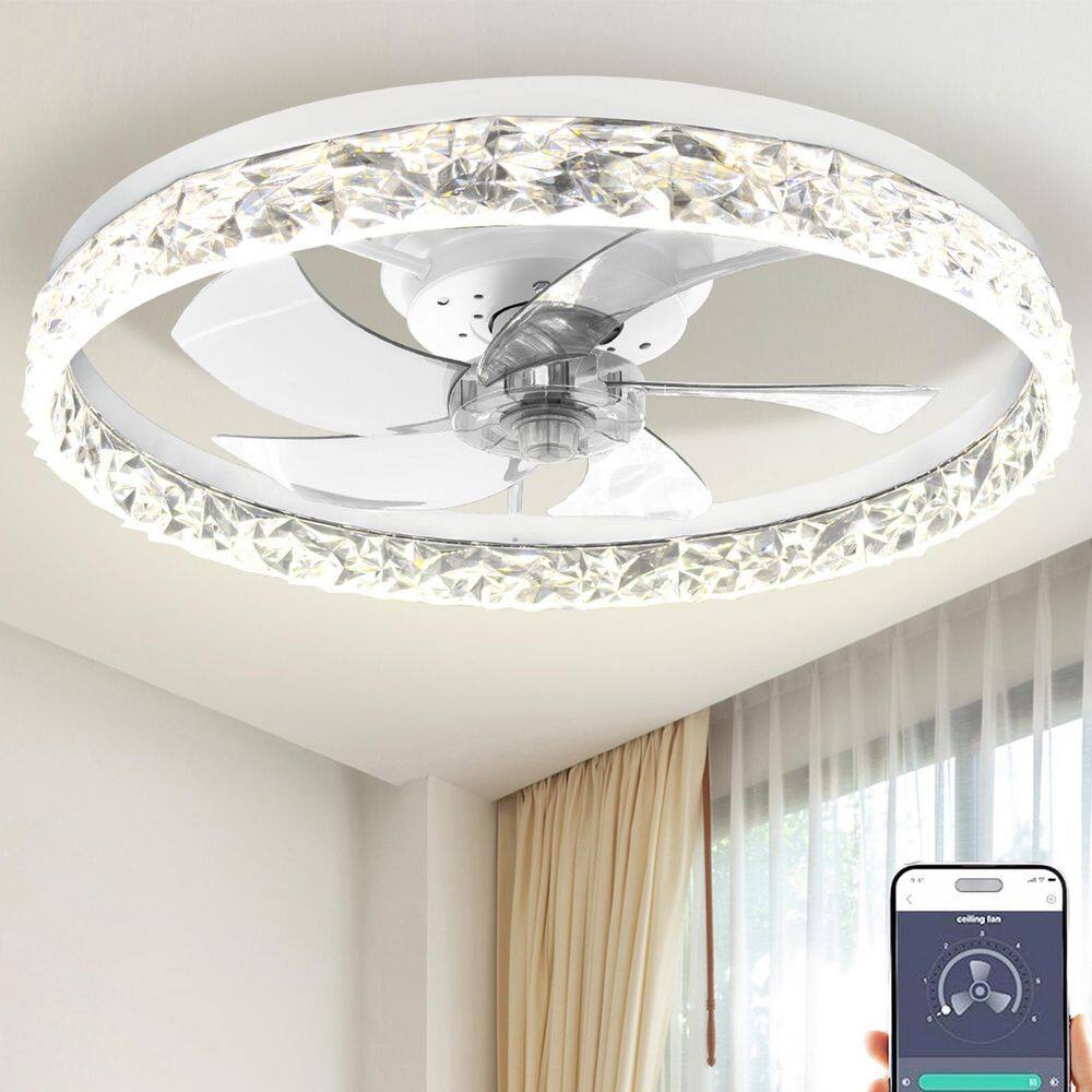 20 in. Indoor Low Profile Ceiling Fans with Lights, Remote DC Quiet Motor Stepless Dimmable 6 Speeds for Bedroom-White price history on PriceWatchPro