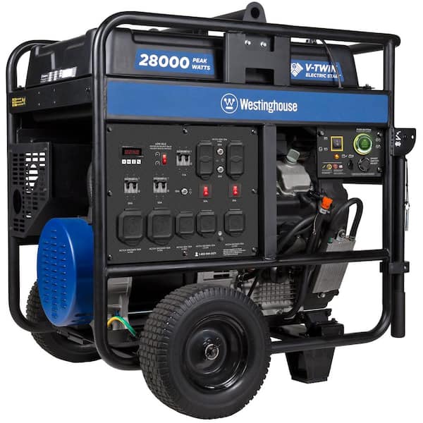 Westinghouse 28,000/20,000-Watt Gas Powered Portable Generator with Remote Electric Start and 50 Amp Outlet for Home Backup