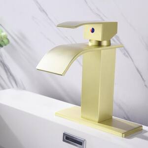 Single Hole Single Handle Vessel Sink Faucet in Brushed Gold