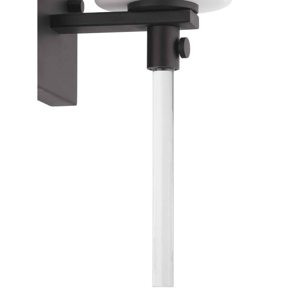 Lisbon Black Finish Wall Sconce with Etched Opal Glass Shade