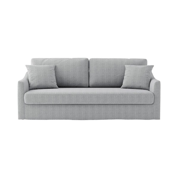 JAYDEN CREATION Wilfried 80.7 in. Modern Slipcovered Sofa With Removable Seat And Back Cushions-GREY