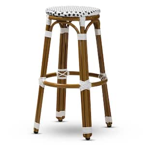 Joelle 28 in. Navy and White Bar Stool