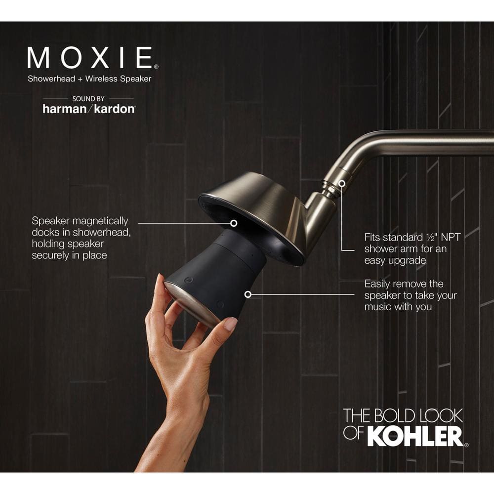Matte Black Wall Mounted Showerhead with Bluetooth Speaker
