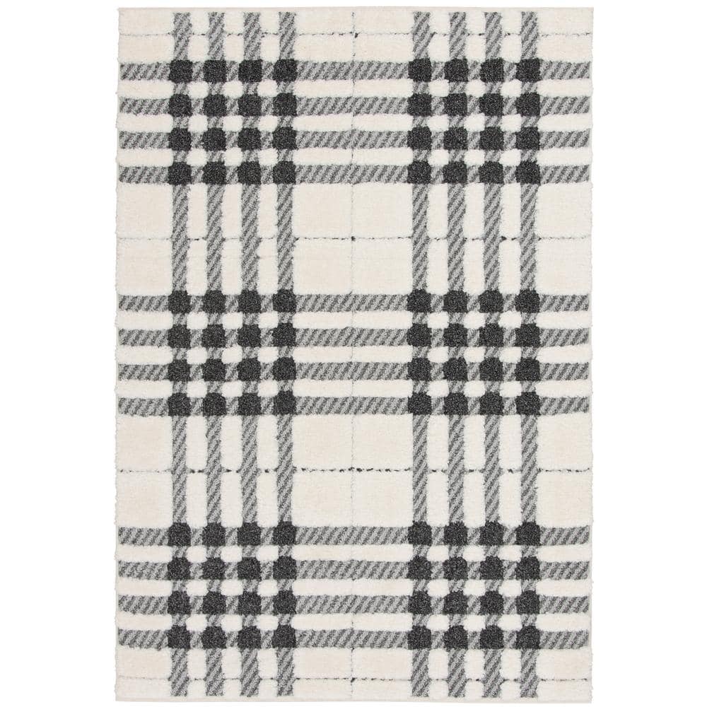 Home Decorators Collection Shag Black and White 5 ft. x 7 ft. Menswear ...