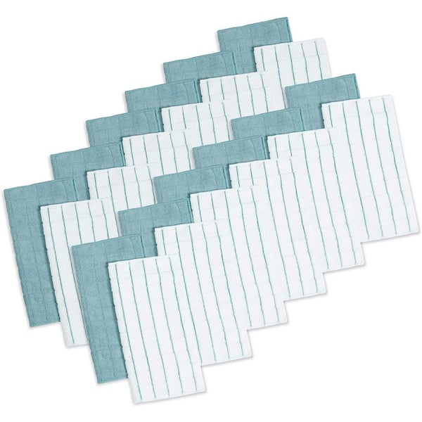 12 in. x 12 in. Checkered Grey Flannel Cotton Microfiber Wash Cloths (24-Pack)
