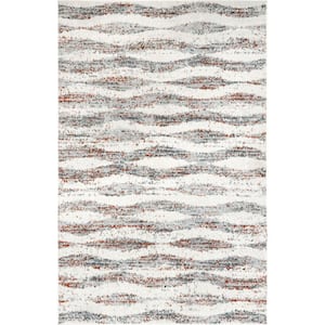 Tristan Contemporary Waves Red 4 ft. x 6 ft. Area Rug