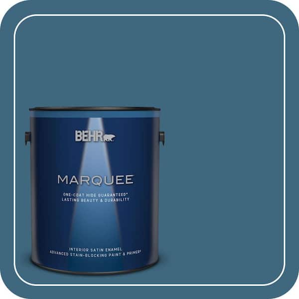 BEHR MARQUEE 1 gal. #MQ5-61 Ocean Storm One-Coat Hide Satin Enamel Interior Paint & Primer