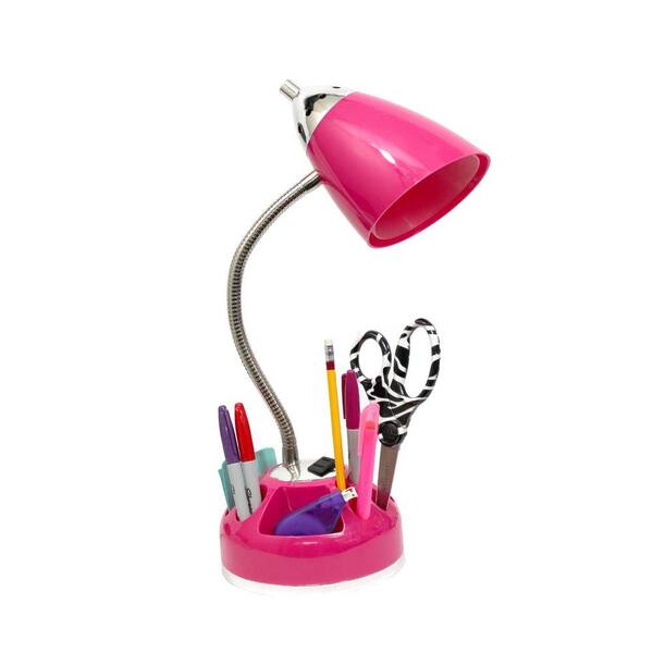 LimeLights 20 in. Pink Organizer Desk Lamp with Charging Outlet Lazy Susan  Base LD1015-PNK - The Home Depot