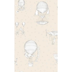 Beige Non-Pasted Aerospace Theme Kids Shelf Liner Non-Woven Wallpaper Double Roll (57 sq. ft.)