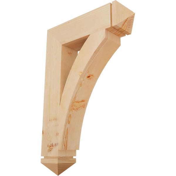 Ekena Millwork 5.5 in. x 38 in. x 26 in. Douglas Fir Thorton Arts and Crafts Smooth Bracket