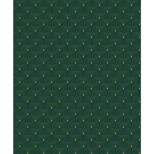 Unbranded Boutique Collection Green Metallic Geometric Key Non-pasted Paper on Non-woven Wallpaper Sample