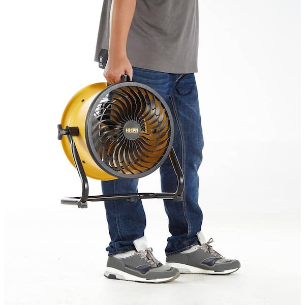 10 in. 3-Speeds High Velocity Drum Air Circulator Floor Fan in Yellow with 1/12 HP Powerful Motor, 1000 CFM