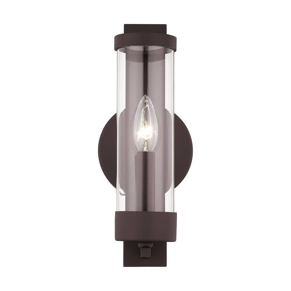 Castleton Modern Bronze Wall Sconce with Clear Glass