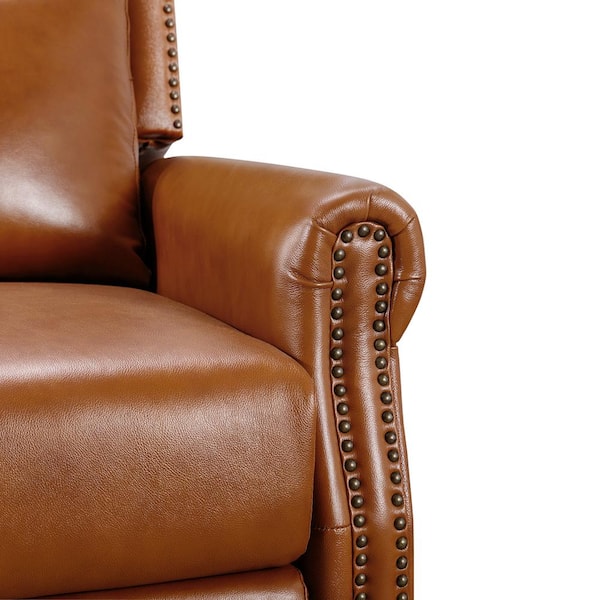 cozyman 30 in. Brown Modern Genuine Leather Recliner with Nailhead 