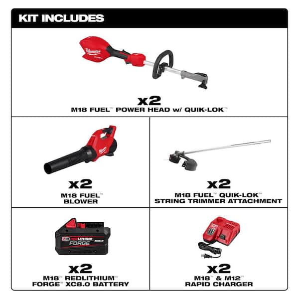 M18 FUEL 18V 16 in. Brushless Cordless QUIK-LOK String Trimmer/Blower Combo Kit w/ (2) 8.0 Ah FORGE Batteries (4-Tool)