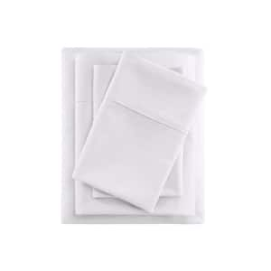 600 Thread Count 4-Piece White Cooling Cotton Full Sheet Set