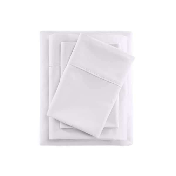 600 Thread Count 4-Piece White Cooling Cotton Full Sheet Set
