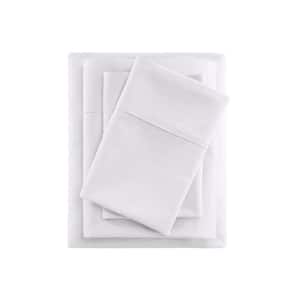 600 Thread Count 4-Piece White Cooling Cotton King Sheet Set