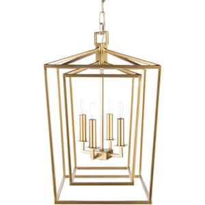 Rosek 40-Watt 4-Light Gold Metal Chandelier Light For Kitchen, Dining Room, or Living Room