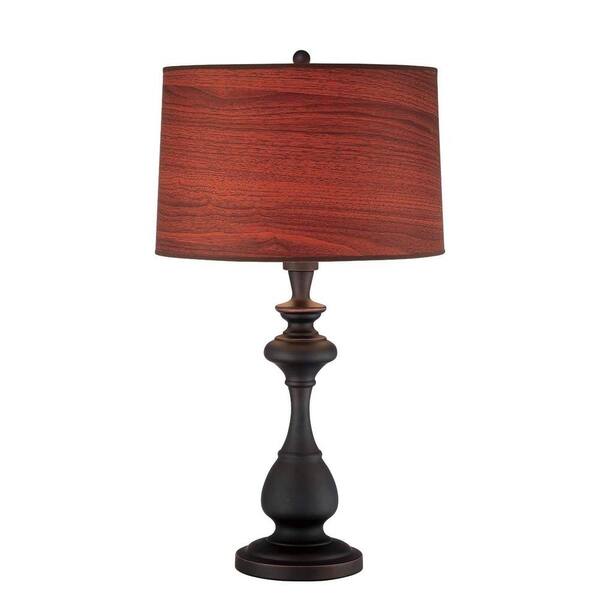 Illumine Designer Collection 28.5 in. Bronze Table Lamp with Wood Vinyl Shade