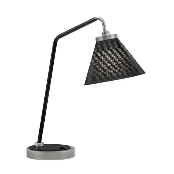 Unbranded Delgado 16.5 in. Graphite and Matte Black Piano Desk Lamp with Black Matrix Glass