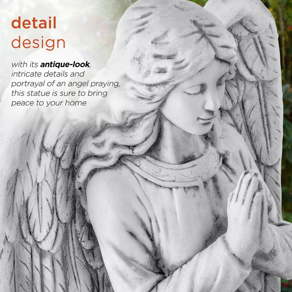 47" Tall Light Gray Praying Angel Polyresin Statue