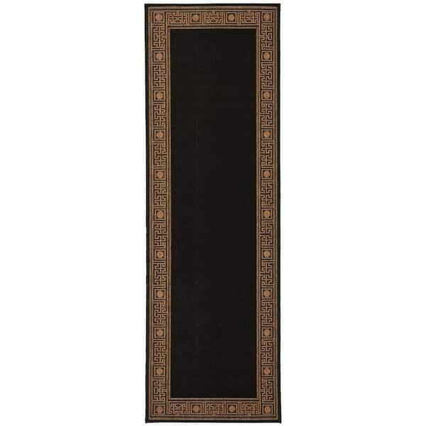 SAFAVIEH Courtyard Black/Coffee 2 ft. x 12 ft. Indoor/Outdoor Patio  Runner