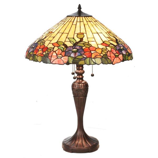 Illumine 3 Light Tiffany Hollyhock Table Lamp