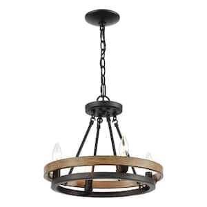 Newland 16 in. W 4-Light Matte Black Chandelier with No Shades