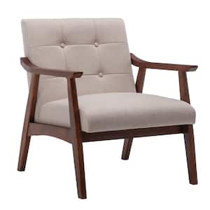 Take a Seat Natalie Sandy Beige Fabric Upholstery / Espresso Wood Frame Accent Chair