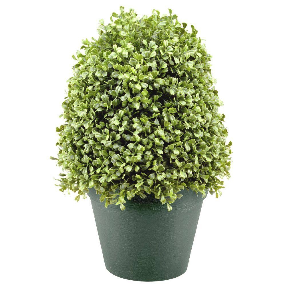 National Tree Company 15 in. Boxwood Artificial Tree in Dark Green