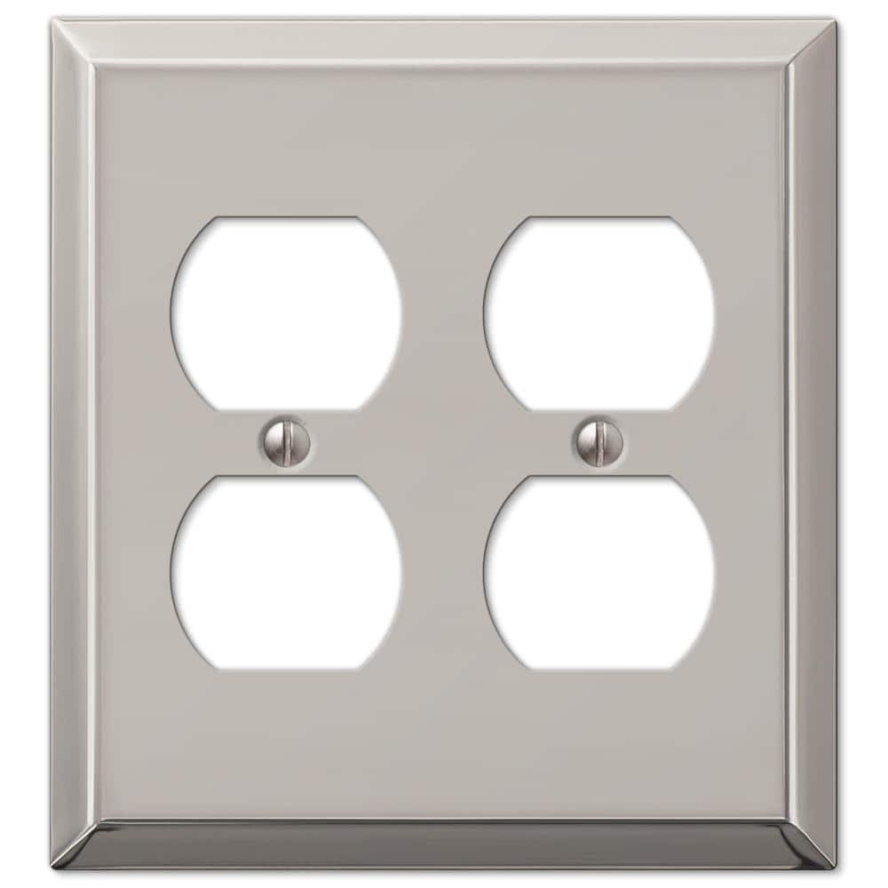 AMERELLE Metallic 2 Gang Duplex Outlet Steel Wall Plate - Polished ...