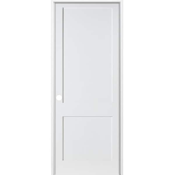 Krosswood Doors 28 in. x 96 in. Craftsman Shaker Primed MDF 2-Panel Right-Hand Solid Core Single Prehung Interior Door