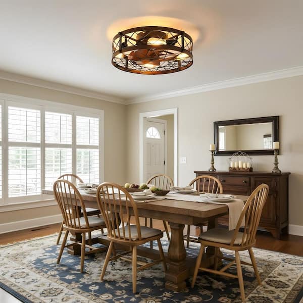 Light Pro 19.7 in. Indoor Black Smart Caged Ceiling Fan with Lights Remote Control and E26 Bulbs (Include)