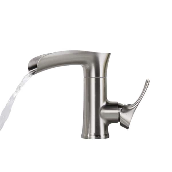 Single Handle Single Hole Bathroom Faucet with PEX supply line in Brushed Nickel