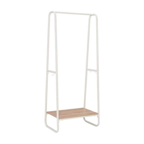 Chana White Tall Metal Freestanding Coat Rack with Shelf