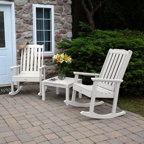 Highwood Lehigh White 3-Piece Recycled Plastic Patio Conversation Set