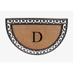 A1HC Half Round Paisley Border Bronze 30 in. x 48 in. Rubber and Coir Double Door Monogrammed D Doormat