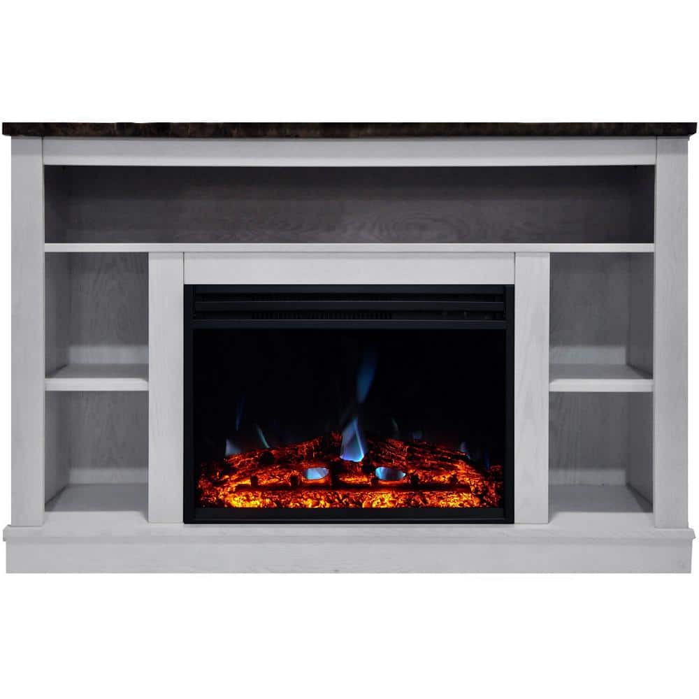 Seville 47'' White MDF Electric Fireplace with Enhanced Log Display